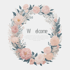 Watercolor Hand-Drawn Floral Wreath Wedding Invitation with Ethereal Touch