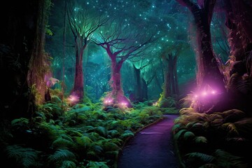 Ethereal Radiance: Enveloped by the Bioluminescent Forest's Glow