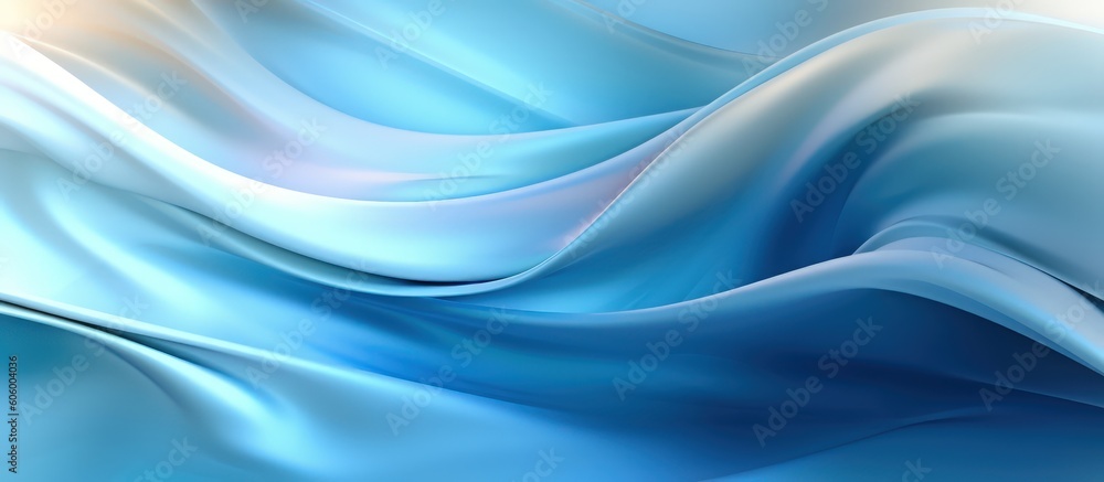 Wall mural Abstract background with blue glowing waves by Generative AI