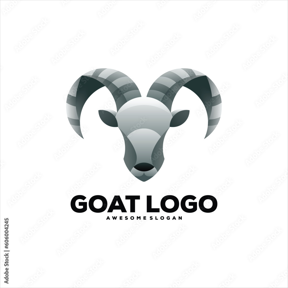 Wall mural goat illustration gradient logo design