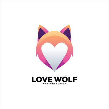 wolf love colorful gradient logo