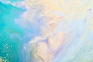 Abstract versicoloured background. Luxury fluid art. Waves, splashes and blots of acrylic alcohol ink, paints under water. Multicolored marble texture