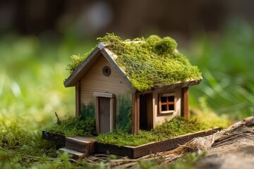 Fototapeta na wymiar Eco house. Green and environmentally friendly housing concept. Generative AI.