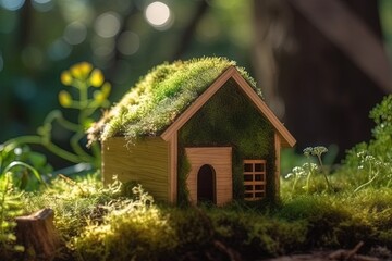 Fototapeta na wymiar Eco house. Green and environmentally friendly housing concept. Generative AI.