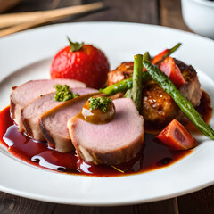 grilled steak with vegetables