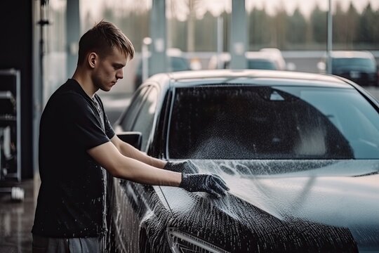Car washing series : Cleaning the car with high pressure water