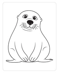 Cut sea lion, sea lion vector, sea lion illustration, sea lion, Ocean animals, Animals, Coloring pages, Black and white 