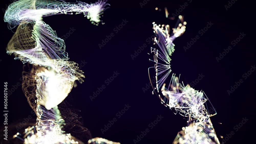 Poster colorful abstract stylish particle and plexus system on dark background. for a festive atmosphere. s