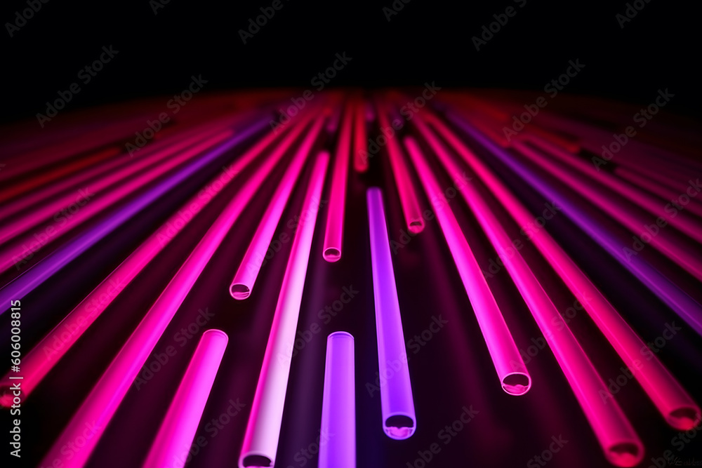 Wall mural abstract neon light arrows background. neural network ai generated art generative ai