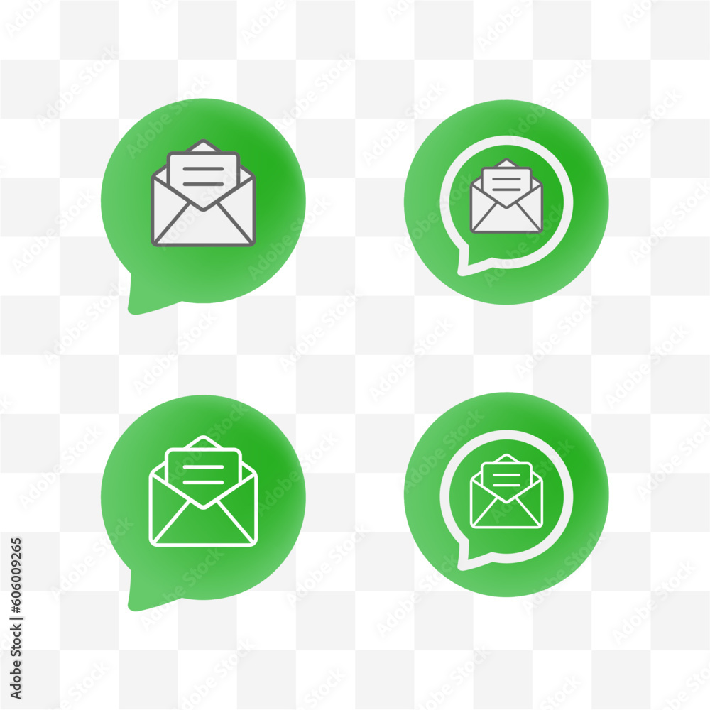 Poster new message. 3d mobile application envelope icon with notification. easily editable outline style gr