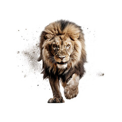 A majestic Lion running transparent background