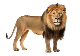 Lion png, transparent background, isolated lion, side shot, fully body, generative ai