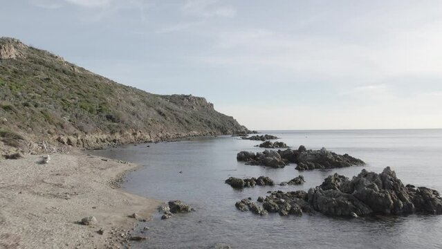 Drone footage of Cap Taillat beach in Ramatuelle, France