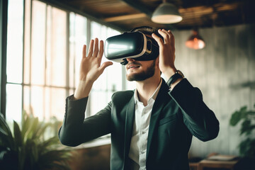 Fototapeta na wymiar Man Using VR Technology Concept