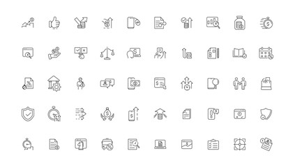 Fototapeta na wymiar Taxes and accounting line icons collection. Big UI icon set in a flat design. Thin outline icons pack. Vector illustration.
