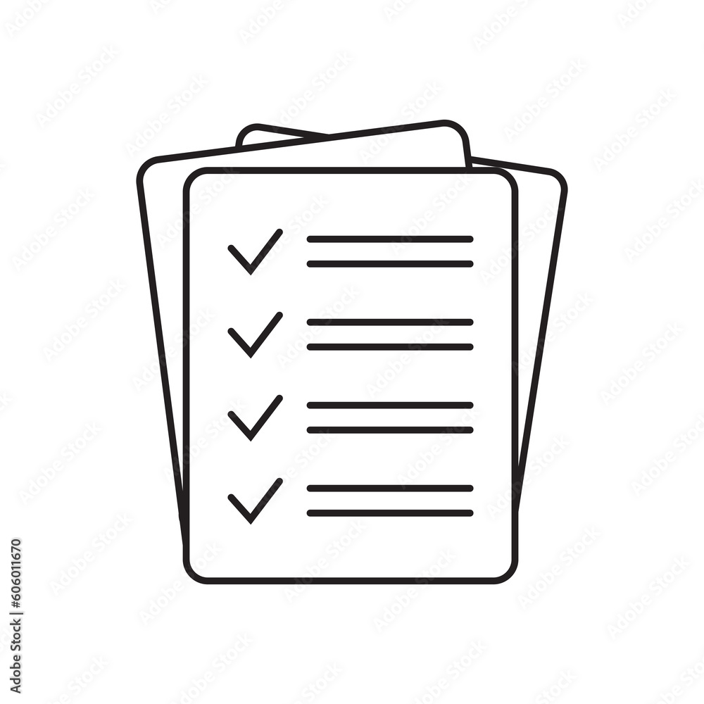 Poster checklist vector icon in line art style. document icon, questionnaire icon. text document vector ico