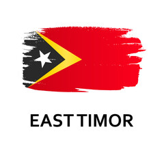 National symbols - flag of East Timor isolated on white background. Hand-drawn illustration. Flat style.