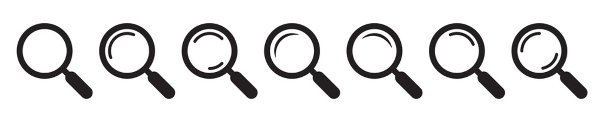 Magnifying glass icon, magnifier or loupe sign.