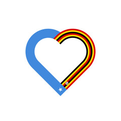 unity concept. heart ribbon icon of somalia and uganda flags. vector illustration isolated on white background