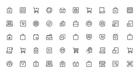 E-Commerce line icons set. E-Commerce outline icons collection. Shopping, online shop, delivery, marketing, store, money, payment, price