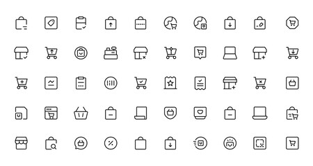 E-Commerce line icons set. E-Commerce outline icons collection. Shopping, online shop, delivery, marketing, store, money, payment, price