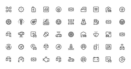 Auto service, car repair icon set. Car service and garage.  repair, maintenance, inspection, parts, units, elements.