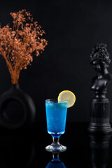Beverage Decorated with Black Decorative Background