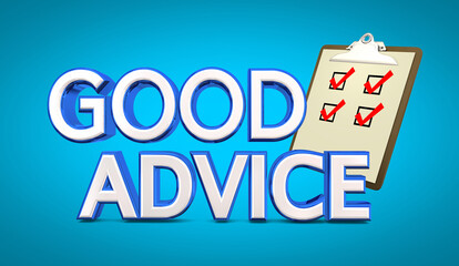 Good Advice Tips Checklist Helpful Information Words 3d Illustration