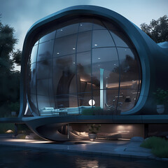 Obraz premium Architectural Marvels Unveiled: Captivating Images of Futuristic Homes Redefining Living Spaces with Innovative Design and Sustainable Technologies.