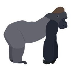 Naklejka premium Animal illustration. Walking gorilla drawn in a flat style. Isolated objects on a white background. Vector 10 EPS