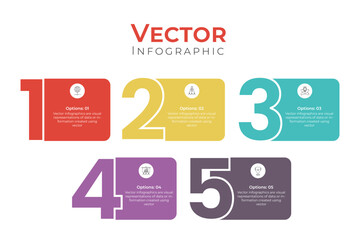 Infographic design template with numbers five option