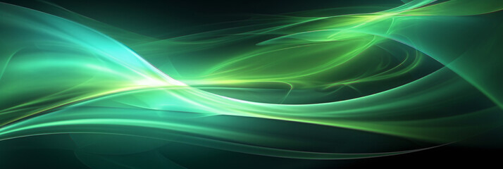 abstract flow of green light in waves for texture elements as background against black symbolic for renewable  energy