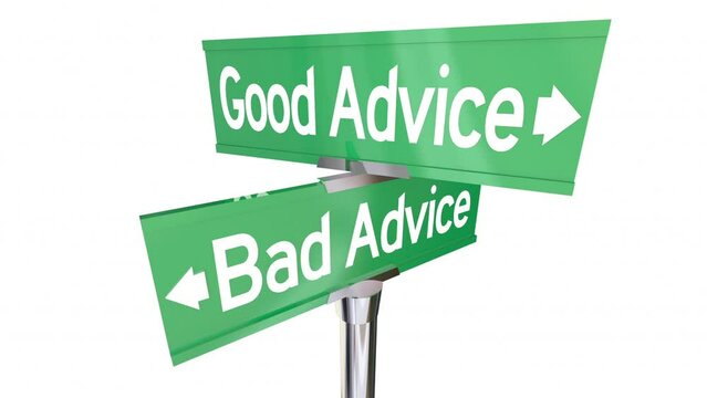 Good Advice Vs Bad Information Tips Help Arrow Street Road Signs 3d Animation