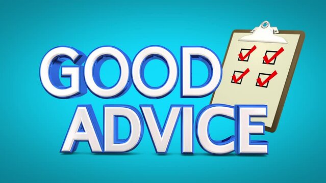 Good Advice Tips Checklist Helpful Information Words 3d Animation