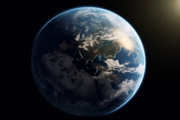 Naklejka na ściany i meble Science and environment concept. Planet Earth background and view from space. Generative AI