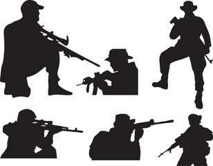 Armed forces high quality detailed silhouette of military army soldier.