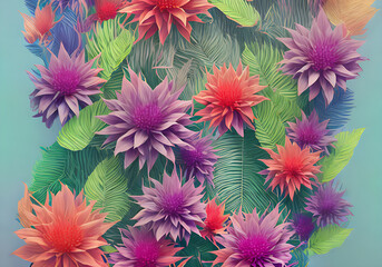 Contrasting realistic floral abstract background duotone.