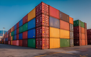 multicolored containers at a port for advertising and background Generative AI