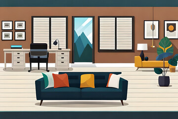 banner for a furniture store featuring living room sets