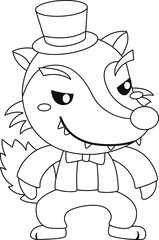 a vector of the big bad wolf  in the three little pigs story in black and white coloring