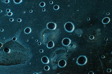 Beautiful closeup of droplets of water on a window glass
