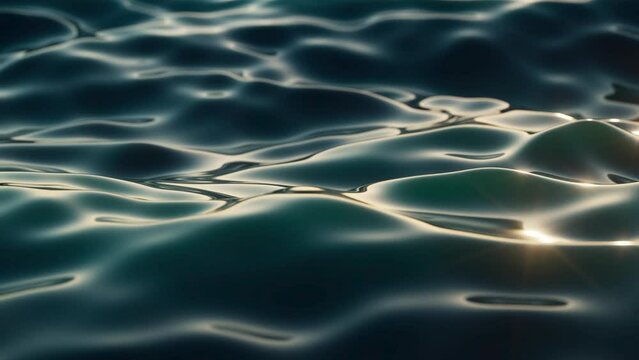Closeup footage of the water surface with sun light.