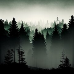 forest silhouette Generative AI