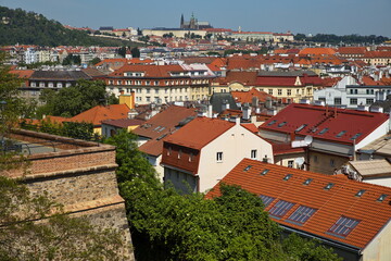 Fototapeta na wymiar View of the Prague Castle from Vysehrad in Prague,Czech republic,Europe 