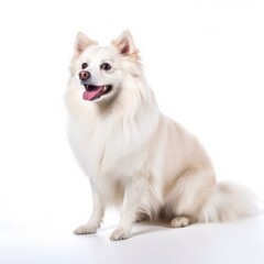American Eskimo Dog dog isolated on white background. Generative AI