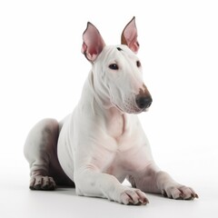 Bull Terrier dog isolated on white background. Generative AI