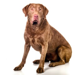 Fototapeta premium Chesapeake Bay Retriever dog isolated on white background. Generative AI