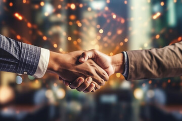 Businessman handshake for teamwork of business merger and acquisition, successful negotiate, hand shake. AI generative