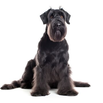 Giant Schnauzer Dog Isolated On White Background. Generative AI