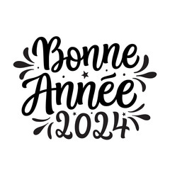 Happy New year 2024 in french. Hand lettering - 606022400